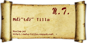 Máté Tilla névjegykártya